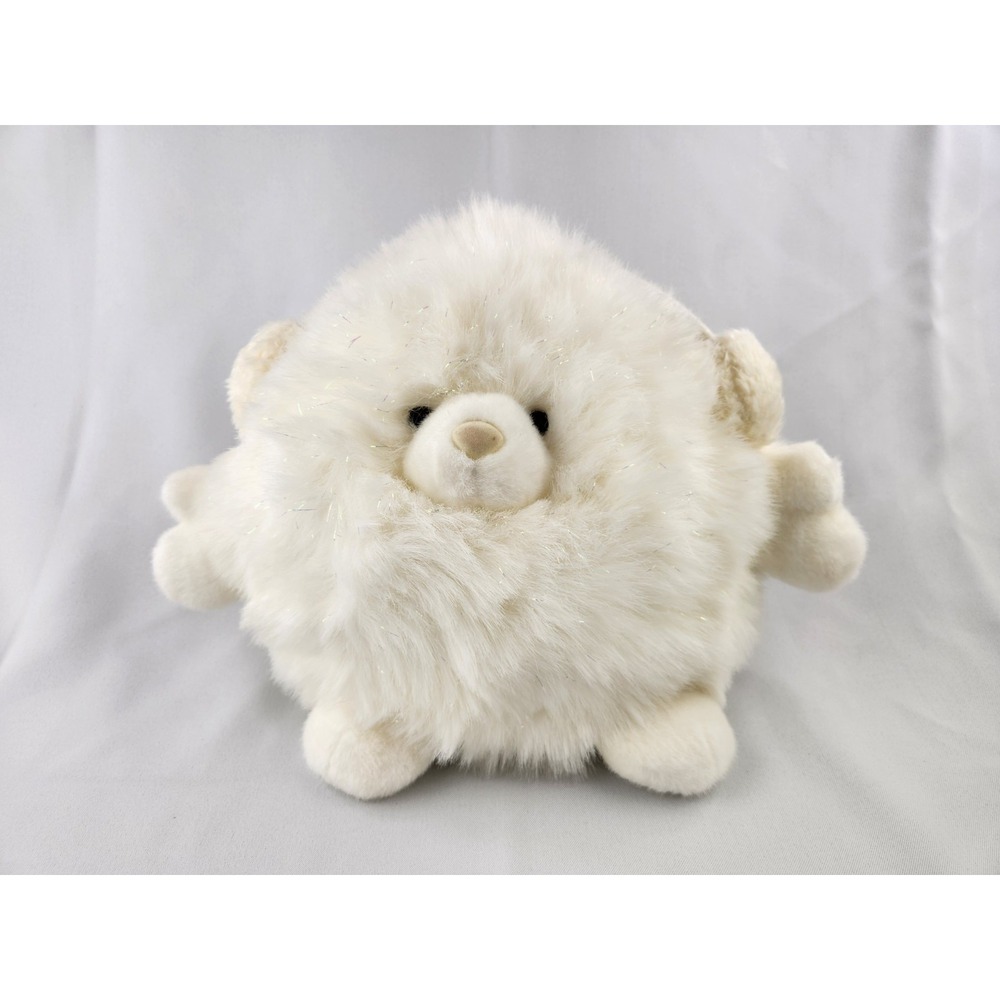 XL Snowpuff Glitter And Gold Earmuff White Plush With Tag Berrie And Co. Stuffed